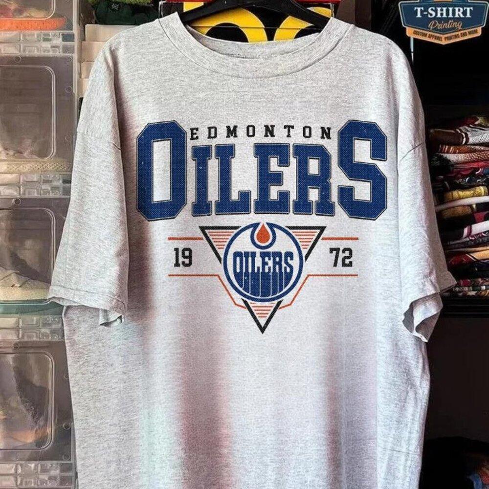 1972 Edmonton Oilers Shirt, Crewneck Edmonton Oilers Retro